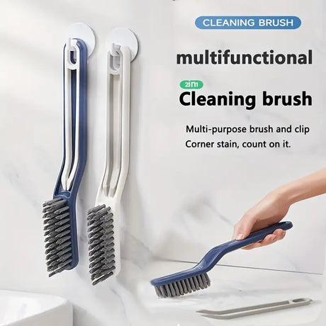 2-in-1 Multi-Surface V-Shaped Scrub Brush with Long Handle & Easy-Clip Design